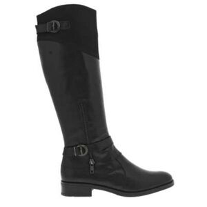 DORKING Black leather riding-style boots low block heel and zip closure 38 7.5